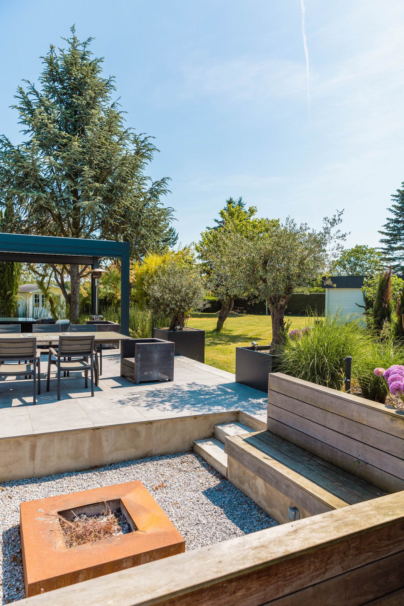 espace braséro jardin